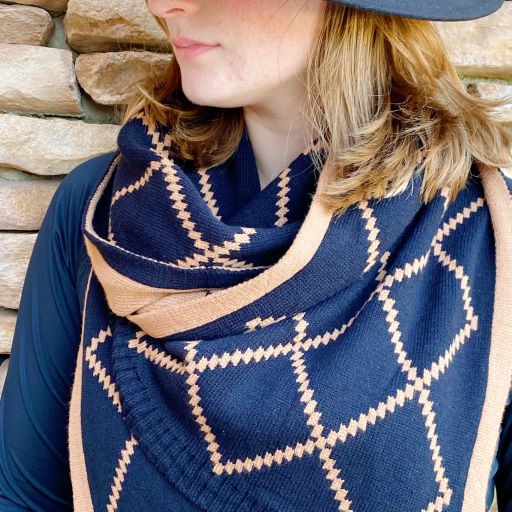 Navy Gold Paris Class Knit Scarf