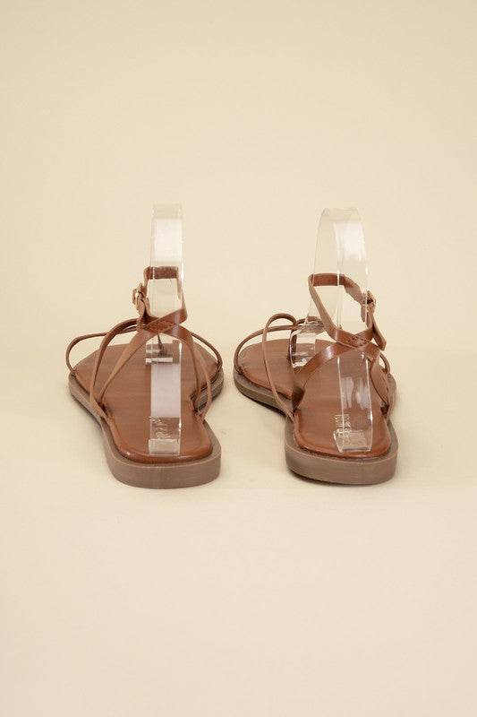 Tan Casual Strappy Flat Sandals