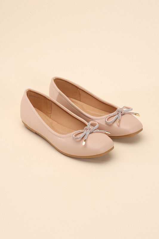 nude Bow Ballet Flats