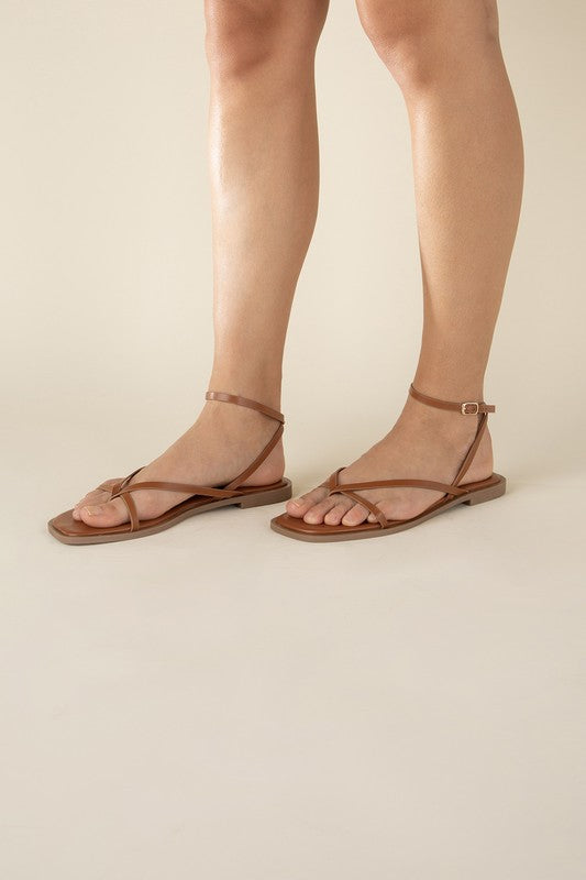 Tan Casual Strappy Flat Sandals