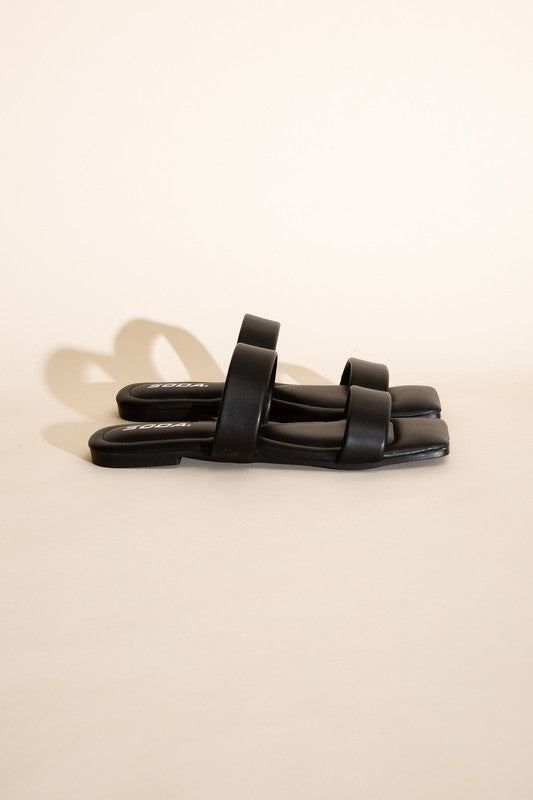 Black  Double Strap Slides