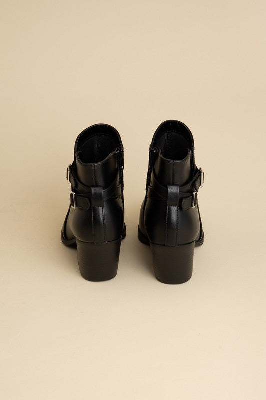 Black Nadine Ankle Buckle Boots