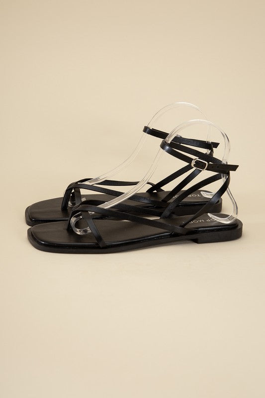 Black Casual Strappy Flat Sandals