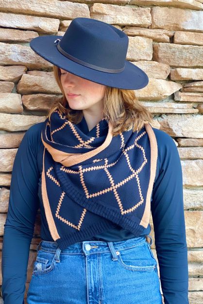 Navy Gold Paris Class Knit Scarf