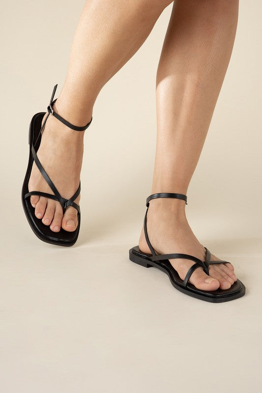 Black Casual Strappy Flat Sandals