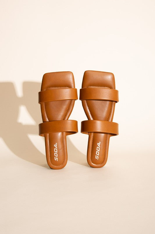 Tan  Double Strap Slides