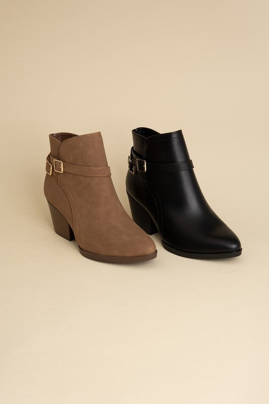 Tan and Black Nadine Ankle Buckle Boots