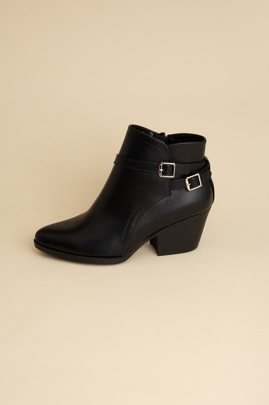 Black Nadine Ankle Buckle Boots