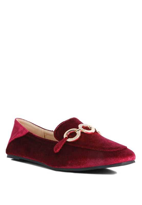 Burgundy Croc Textured Metal Show Detail Loafers