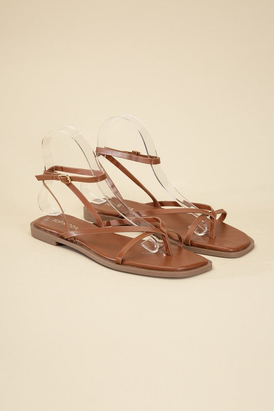 Tan Casual Strappy Flat Sandals