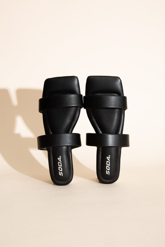 Black  Double Strap Slides