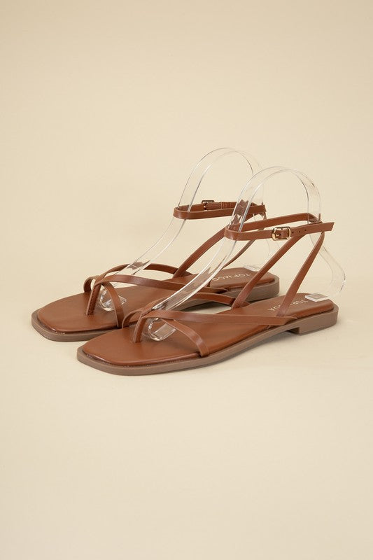 Tan Casual Strappy Flat Sandals