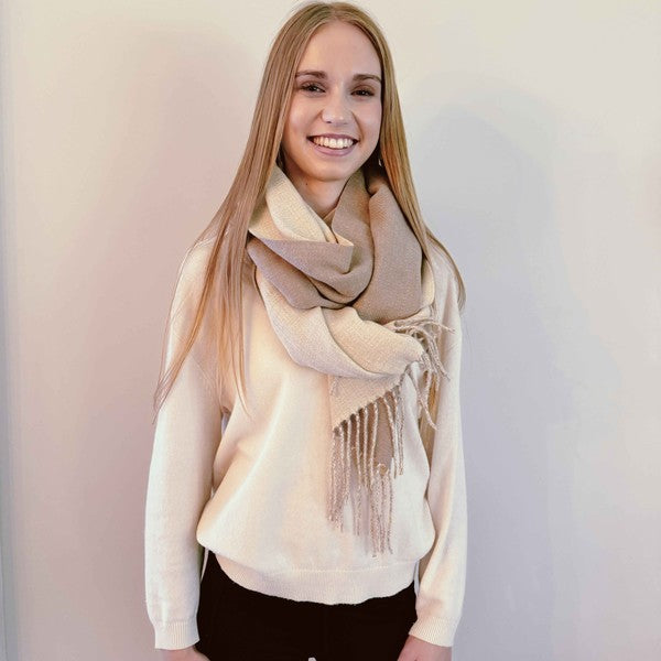 Beige Double Sided Reversible Scarf