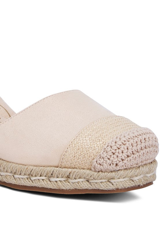 Beige  Lace-Up Crochet Espadrilles