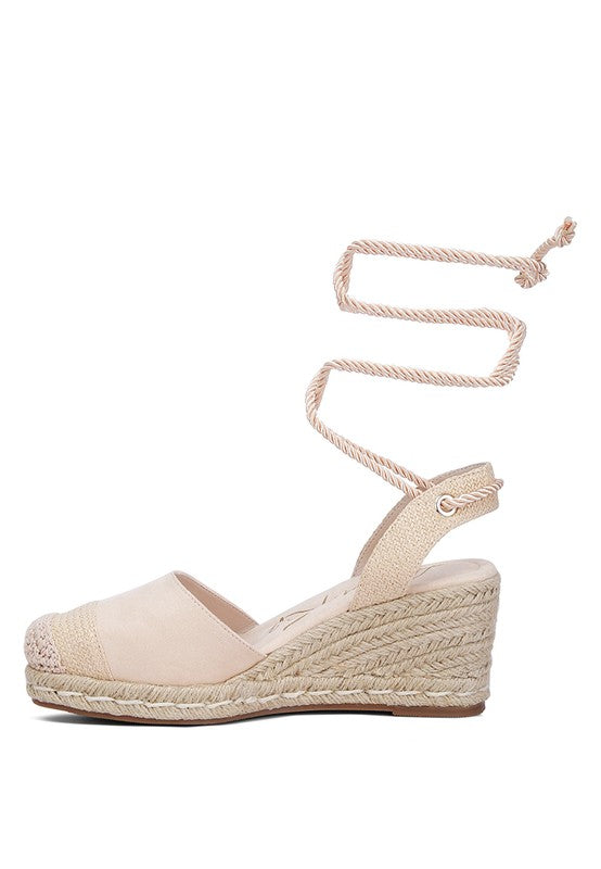 Beige  Lace-Up Crochet Espadrilles