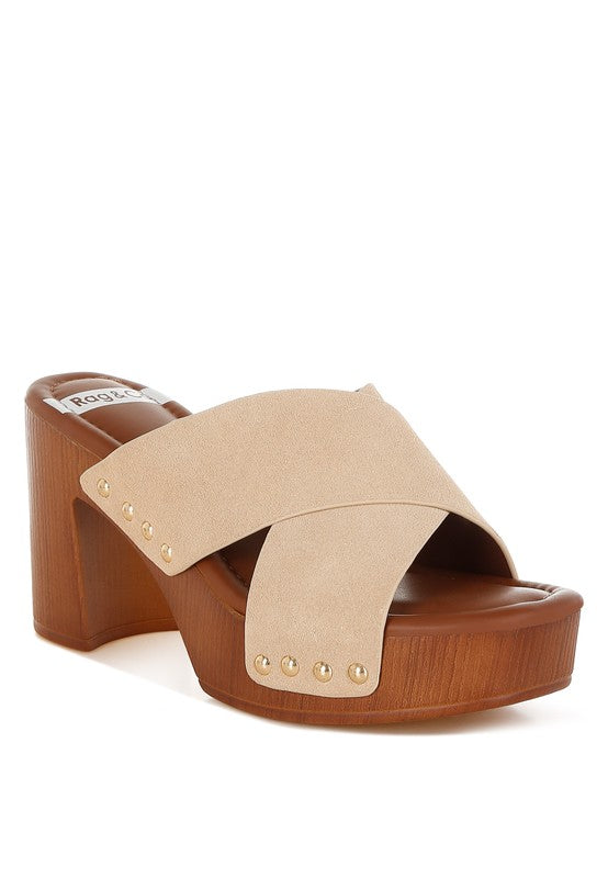 Beige  Mearsk Genuine Suede Leather Clogs
