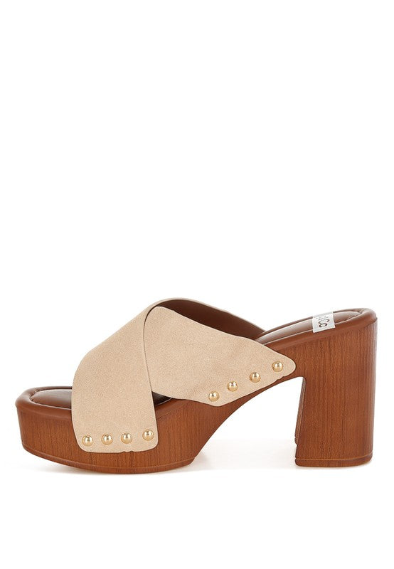 Beige  Mearsk Genuine Suede Leather Clogs