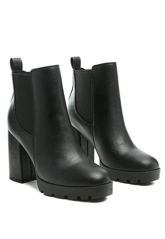 Black  BLOCK HEELED BOOTS