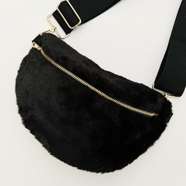 Black Butter Soft Furly Sling Bag