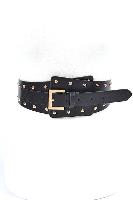 Black Gold Studded Iconic Wide Corset Belt