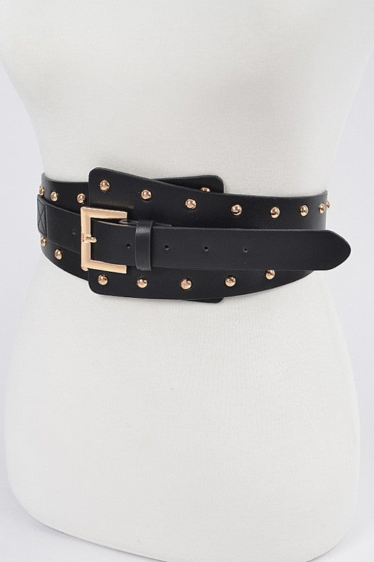 Black Gold Studded Iconic Wide Corset Belt
