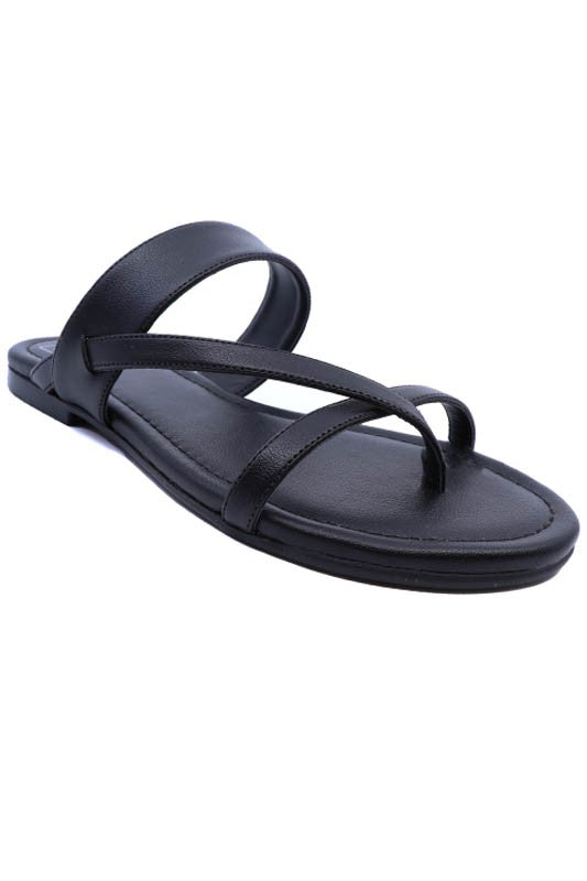 Black Lexi Thong Slide Sandal with a padded insole