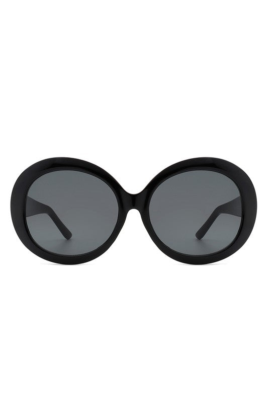 Black Oversize Circle Fashion Women Round Sunglasses