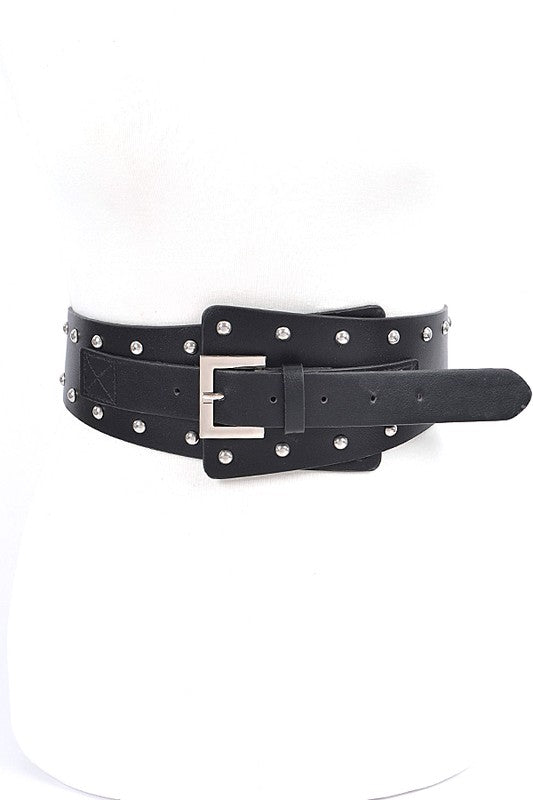 Black Silver Studded Iconic Wide Corset Belt