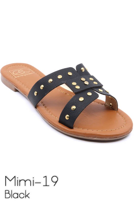 Black Slide sandal with rivet studs