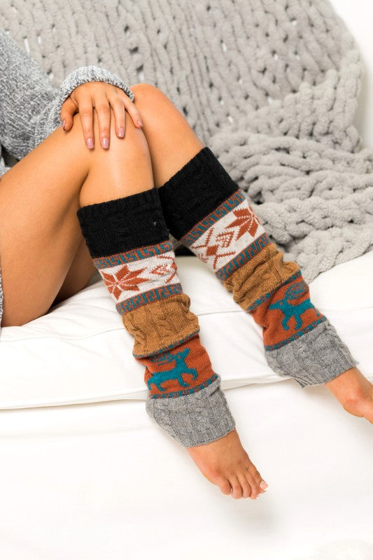 Black Snowflake Leg Warmers