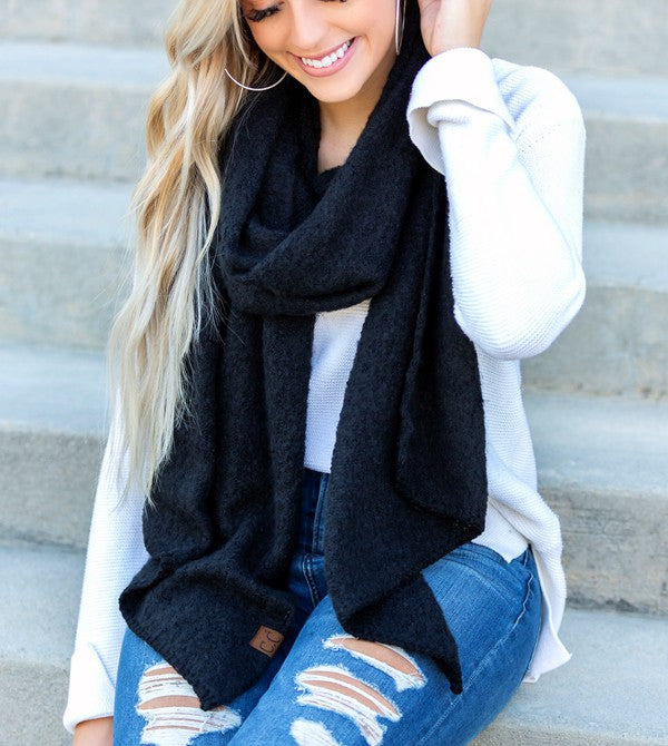 Black Ultra-Soft Draped Scarves