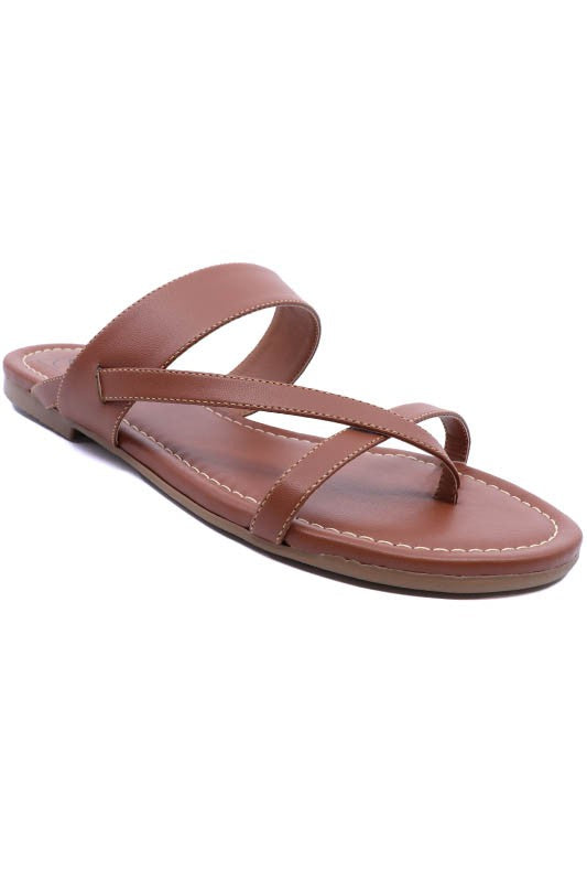 Brown Lexi Thong Slide Sandal with a padded insole