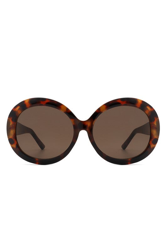 Brown Oversize Circle Fashion Women Round Sunglasses