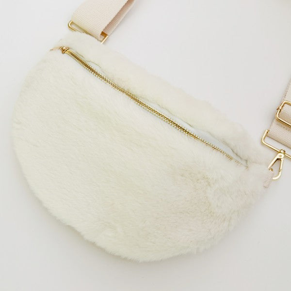 Cream Butter Soft Furly Sling Bag