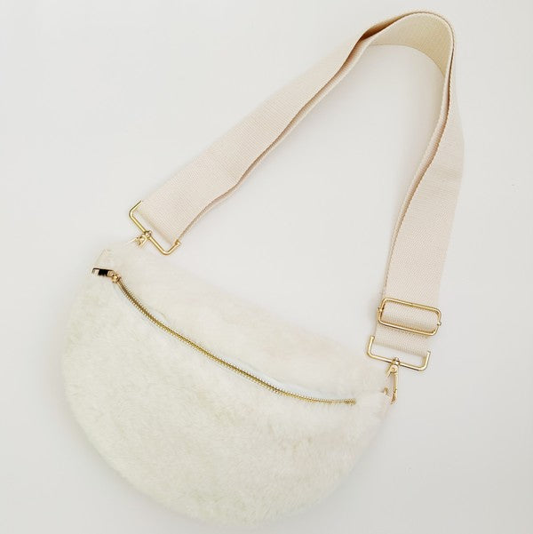 Cream Butter Soft Furly Sling Bag