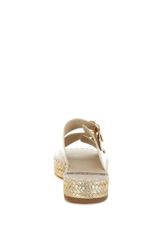 Gold Miova Metallic Buckle Detail Espadrille Flatforms