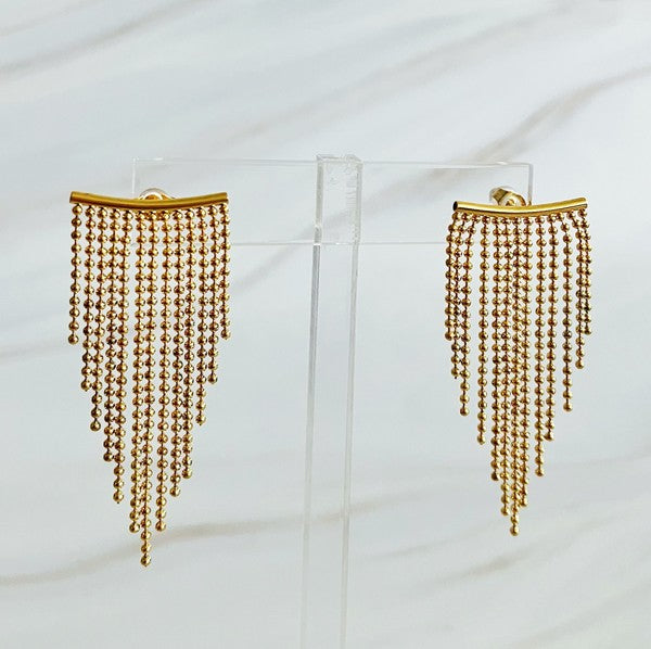 Gold Stainless Steel Nickel Free Draping Earrings