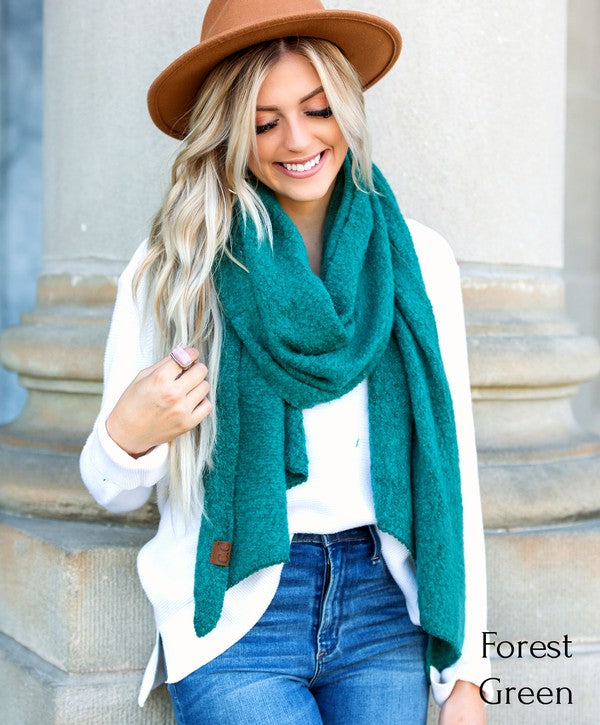 Green Ultra-Soft Draped Scarves