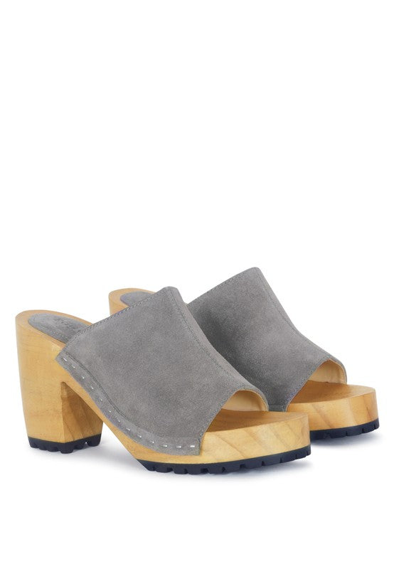 Grey  SUEDE SLIDE CLOGS