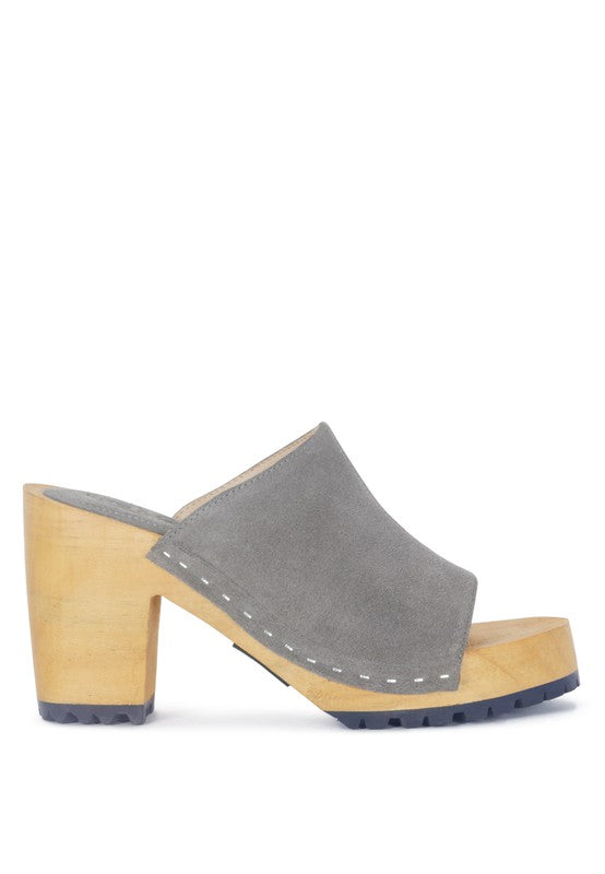 Grey  SUEDE SLIDE CLOGS