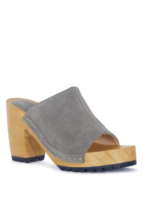 Grey  SUEDE SLIDE CLOGS