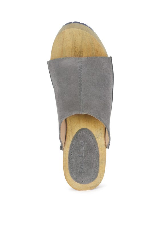 Grey  SUEDE SLIDE CLOGS