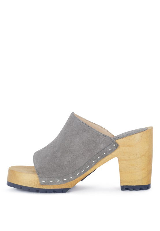 Grey  SUEDE SLIDE CLOGS