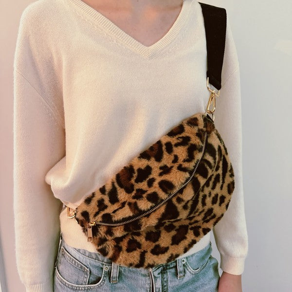 Leopard Butter Soft Furly Sling Bag