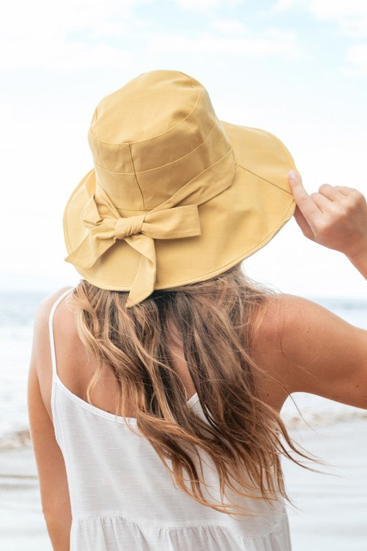 Mustard Foldable Bow Accent Cargo Hats