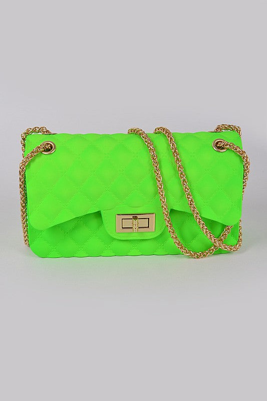 Neon Green Quilted Embossed Jelly Bag