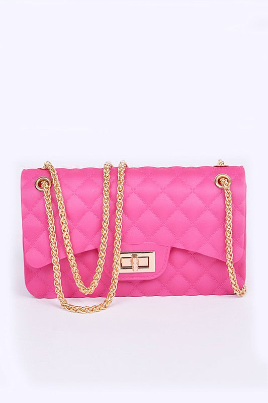 Neon Pink Quilted Embossed Jelly Bag