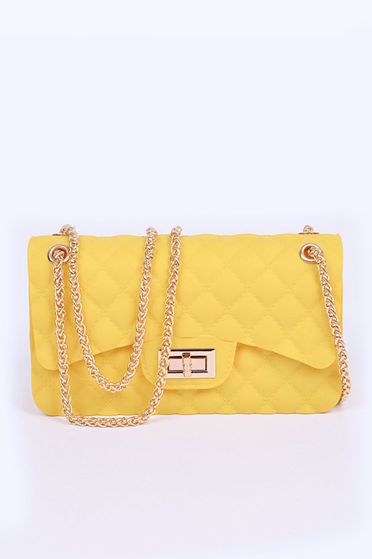 Neon Yellow Quilted Embossed Jelly Bag