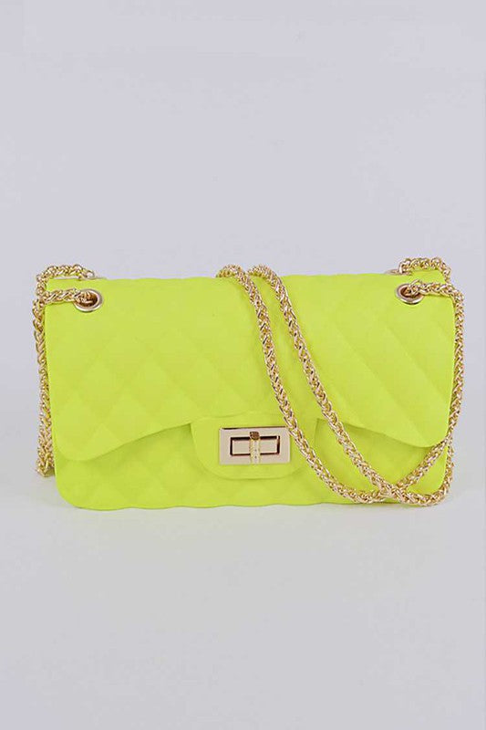 Neon Yellow Quilted Embossed Jelly Bag