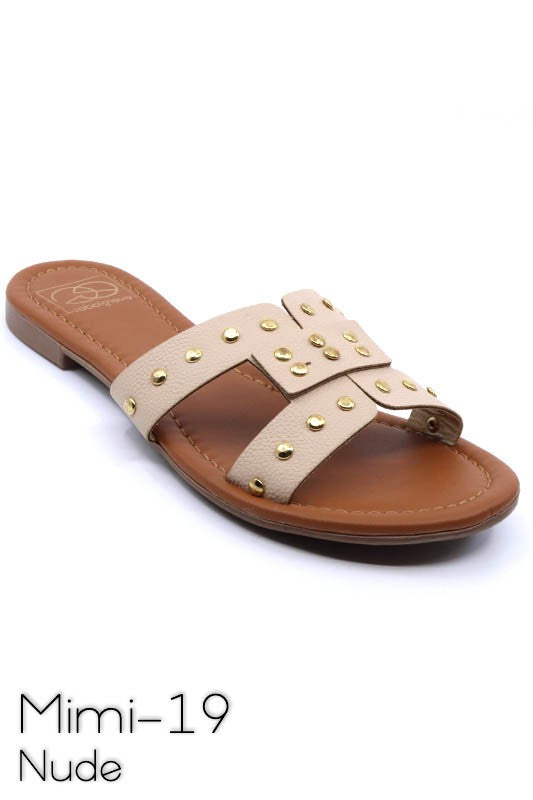 Nude Slide sandal with rivet studs